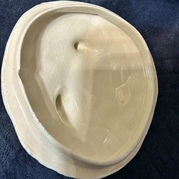 Vintage Ceramic Santa Cookie Bowl Head Sticking Out Christmas And Candy Cane - Picture 11 of 11